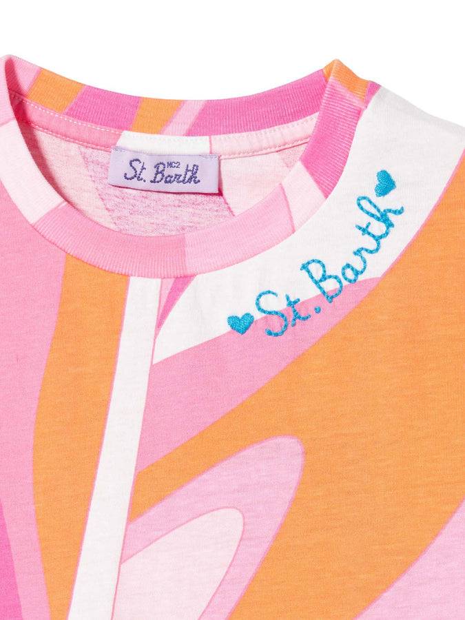Mc2 Saint Barth Abito Da Bambina In Cotone Con Frange E Charms