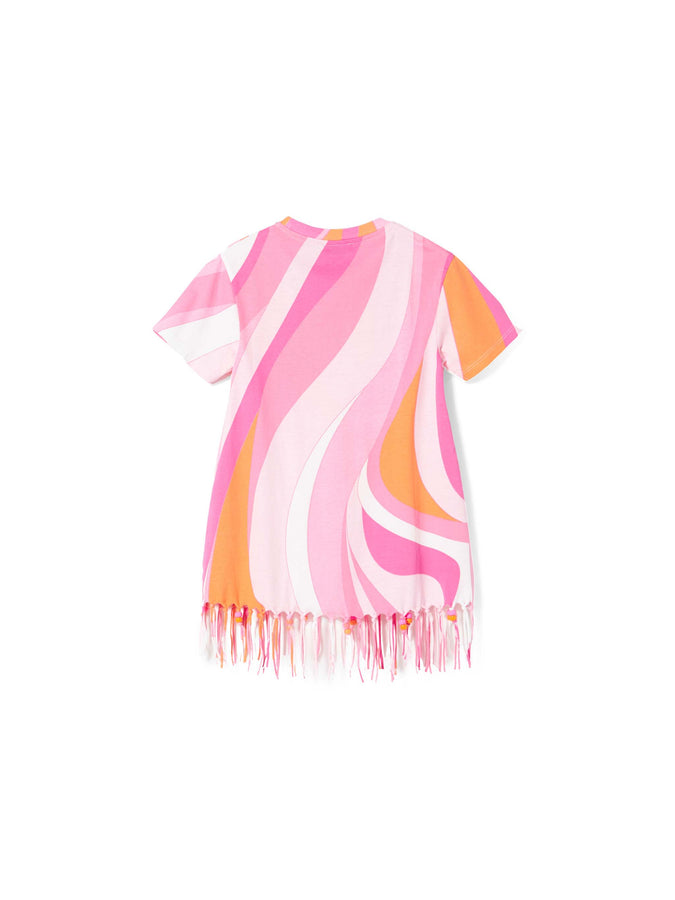 Mc2 Saint Barth Abito Da Bambina In Cotone Con Frange E Charms