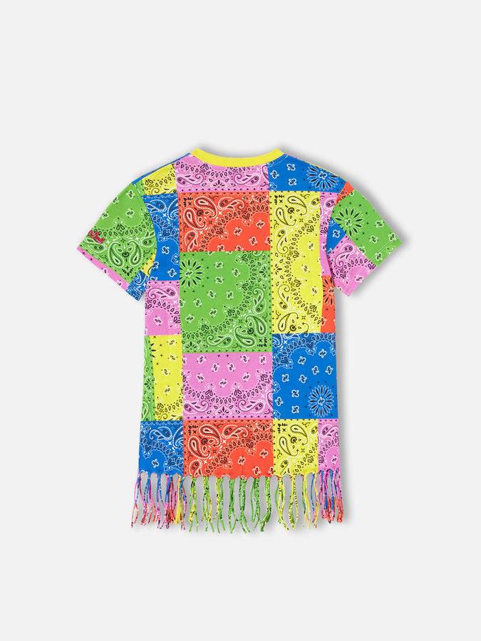 Mc2 Saint Barth Abito Da Bambina In Cotone Con Stampa Bandana Fluo