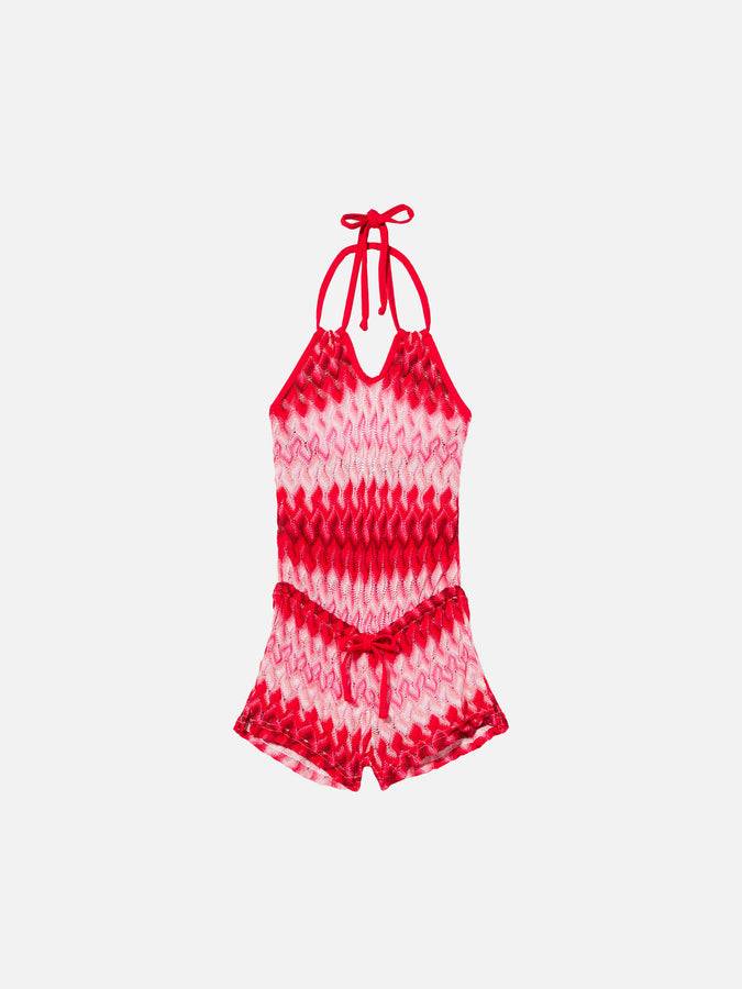 Mc2 Saint Barth Abito da bambina in maglia fantasia chevron