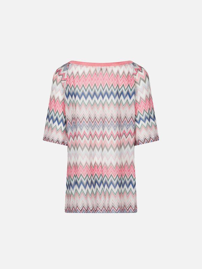 Mc2 Saint Barth Abito Da Bambina In Maglia Rosa Fantasia Chevron