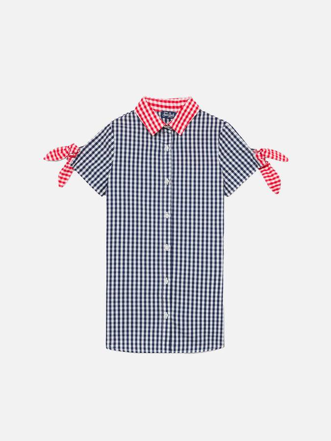 Mc2 Saint Barth Abito Da Bambina Vichy Con Ricamo St. Barth Princess