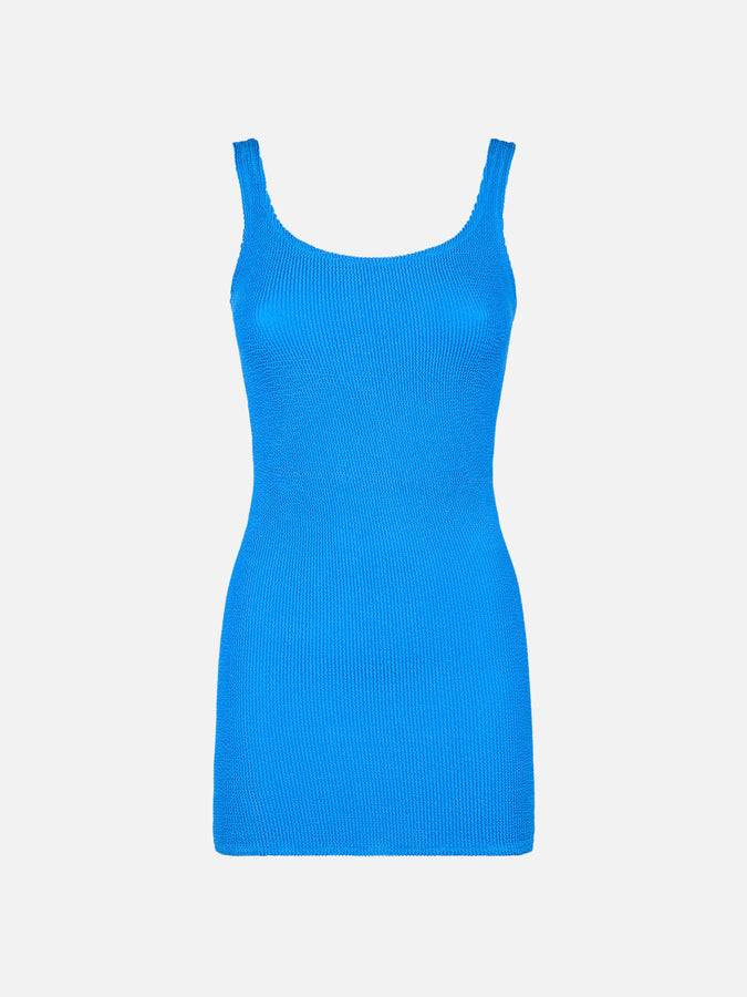 Mc2 Saint Barth Abito Da Donna A Canotta Bluette Crinkle