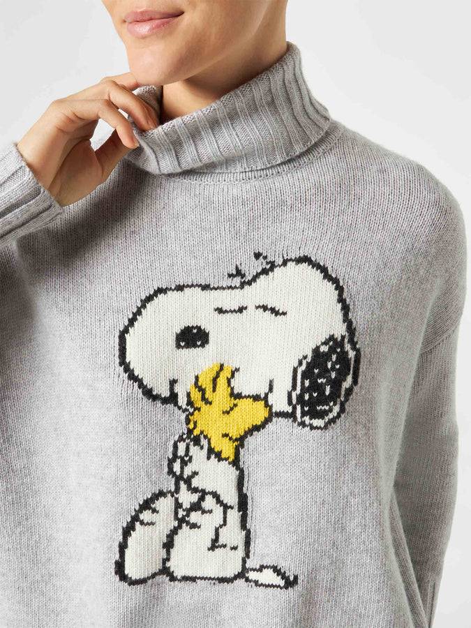 Mc2 Saint Barth Abito Da Donna In Maglia Con Stampa Jacquard Snoopy | © Peanuts Edizione Speciale