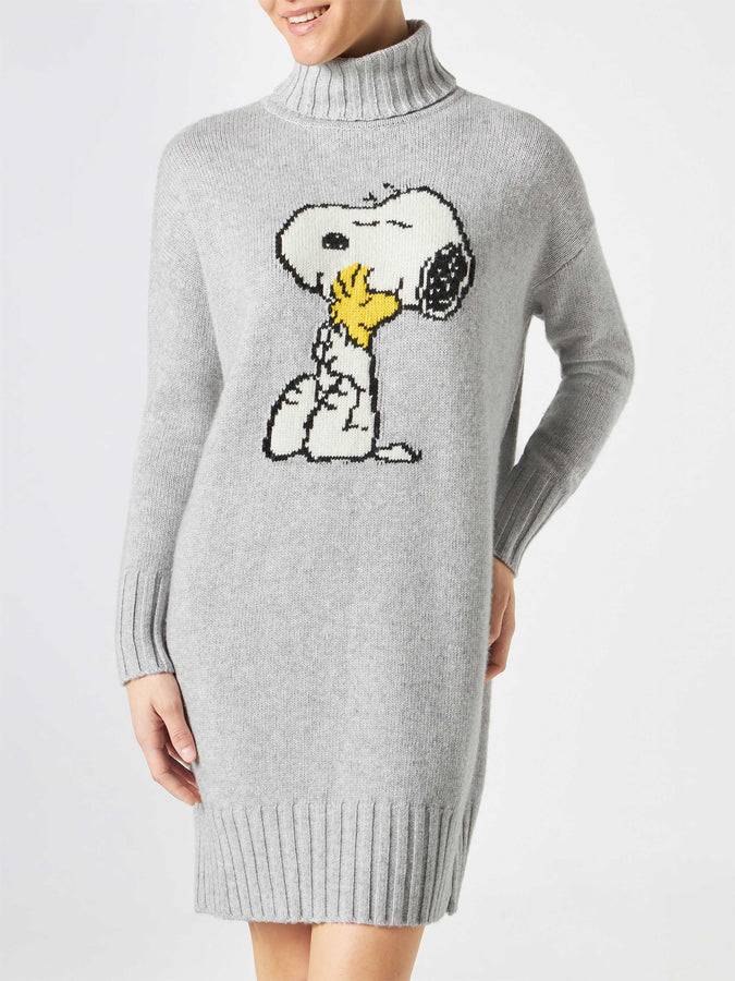 Mc2 Saint Barth Abito da donna in maglia con stampa jacquard Snoopy | © Peanuts Edizione Speciale
