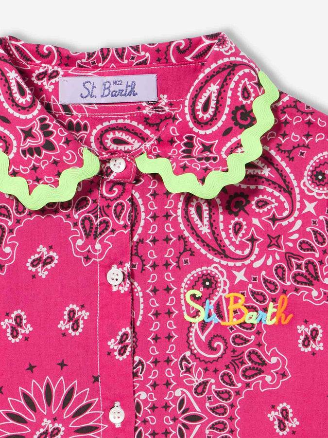 Mc2 Saint Barth Abito Fucsia Da Bambina Con Fantasia Bandana