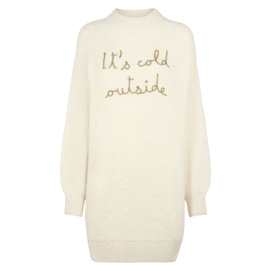 Mc2 Saint Barth Abito In Maglia Garzata Con Ricamo It's Cold Outside