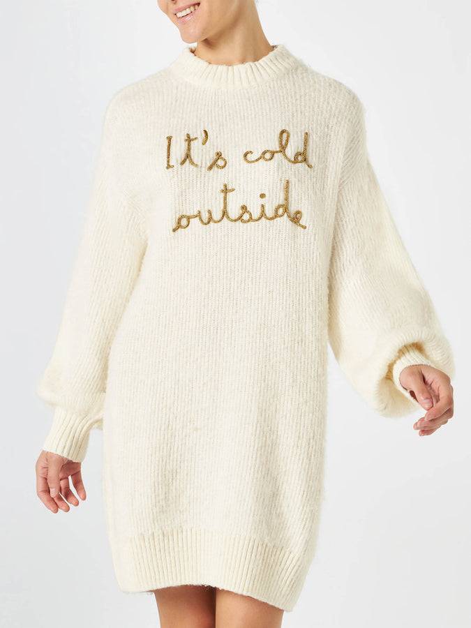 Mc2 Saint Barth Abito in maglia garzata con ricamo It's cold outside