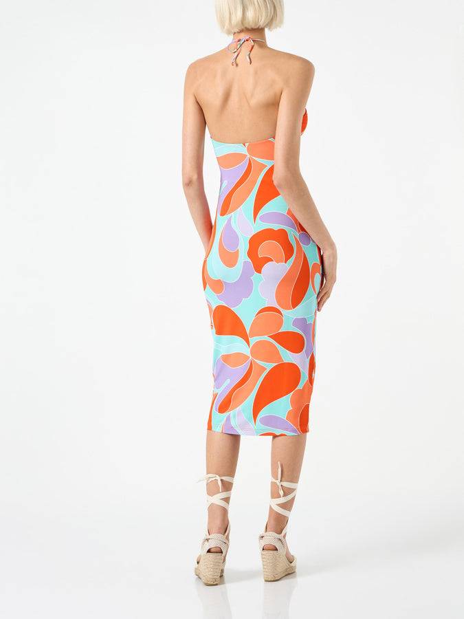 Mc2 Saint Barth Abito Longuette Cut Cut Con Stampa Ad Onde