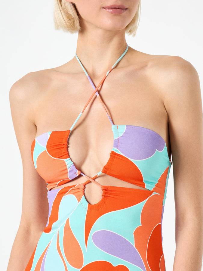 Mc2 Saint Barth Abito Longuette Cut Cut Con Stampa Ad Onde