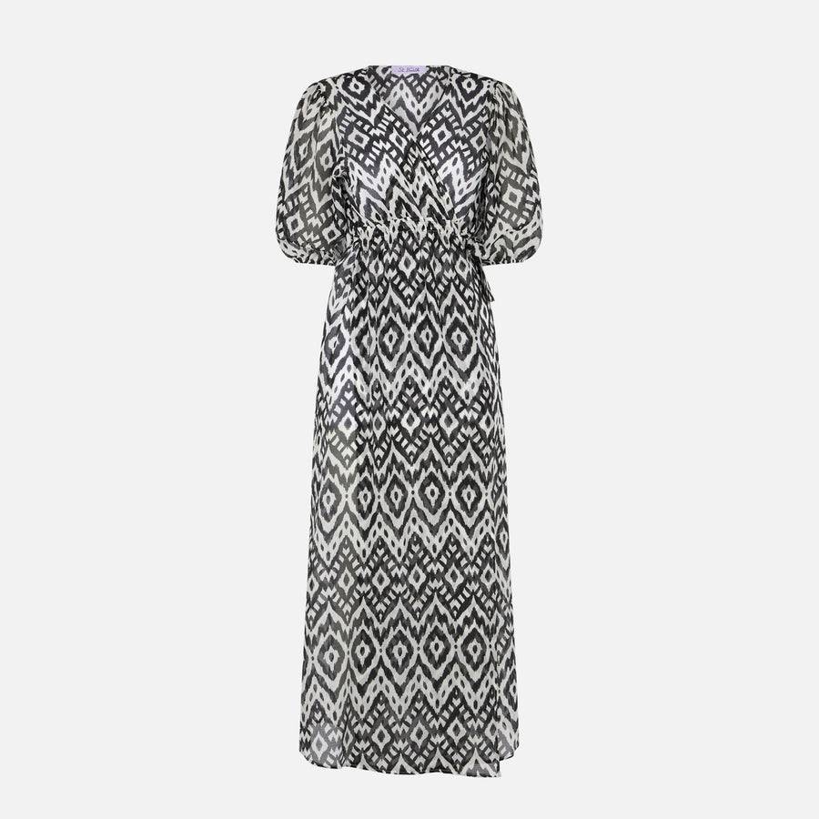 Mc2 Saint Barth Abito Lungo In Cotone E Seta Con Stampa Ikat