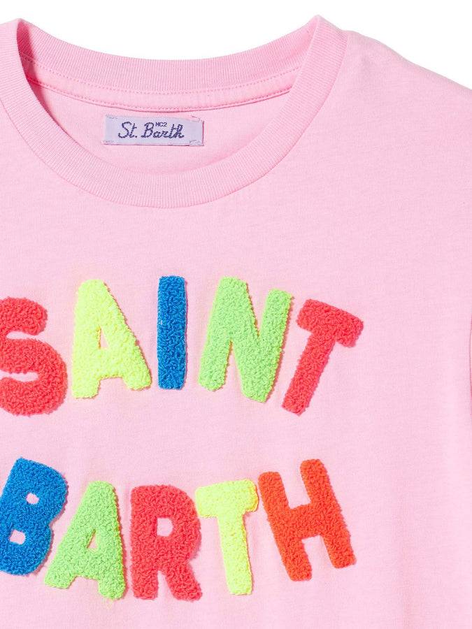 Mc2 Saint Barth Abito Per Bambina In Cotone Rosa Con Frange