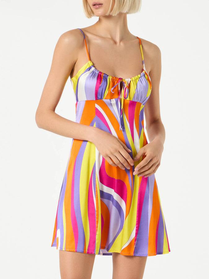 Mc2 Saint Barth Abito sottoveste con stampa Shape Wave