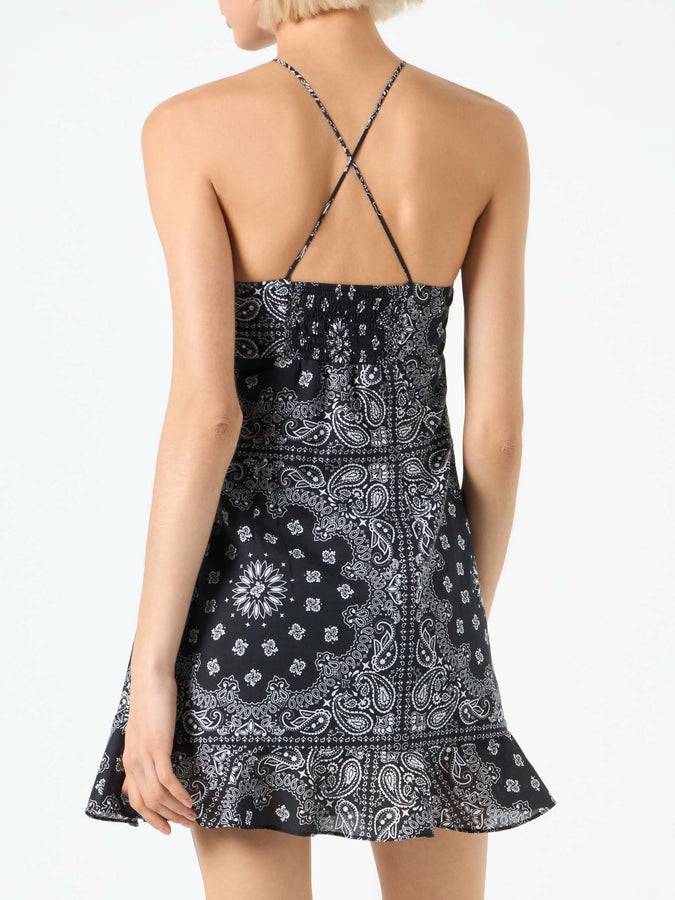 Mc2 Saint Barth Abito Sottoveste Nero Con Stampa Bandana