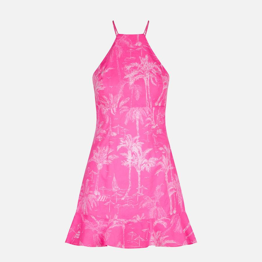 Mc2 Saint Barth Abito Sottoveste Stampa Toile De Jouy Rosa Fluo