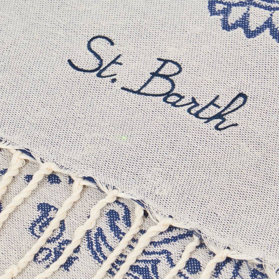 Mc2 Saint Barth Asciugamano Fouta In Morbido Jacquard Con Stampa Bandana Blu