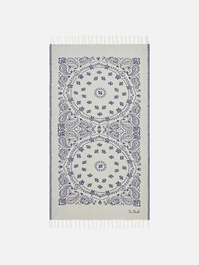 Mc2 Saint Barth Asciugamano fouta in morbido jacquard con stampa bandana blu