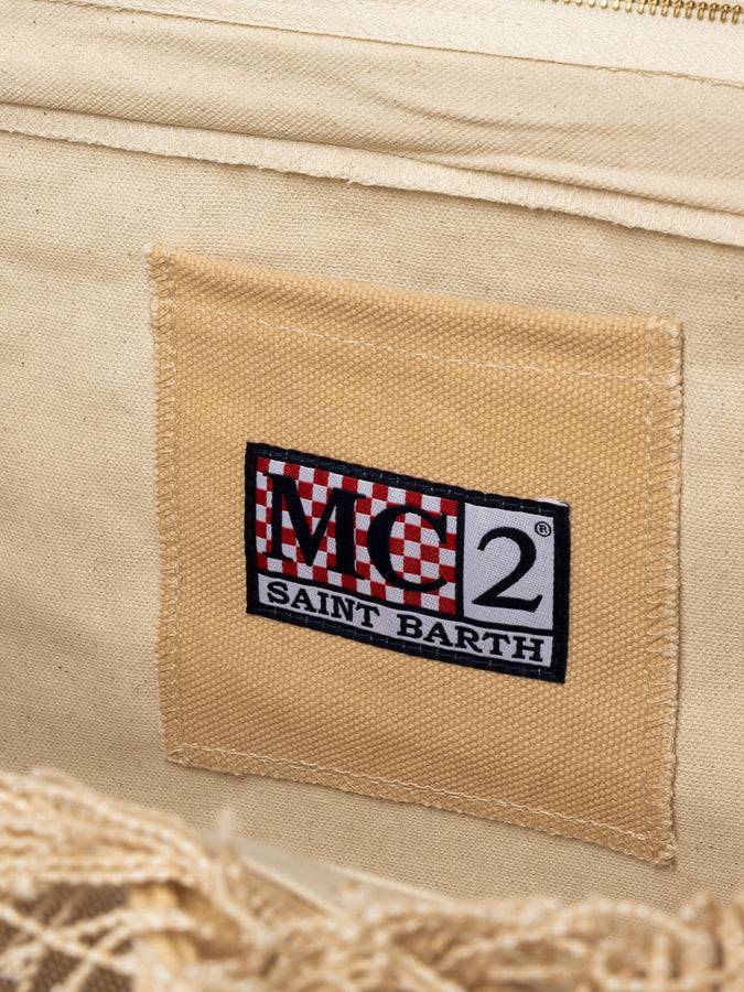 Mc2 Saint Barth Beige Cotton Canvas Vanity Shoulder Bag