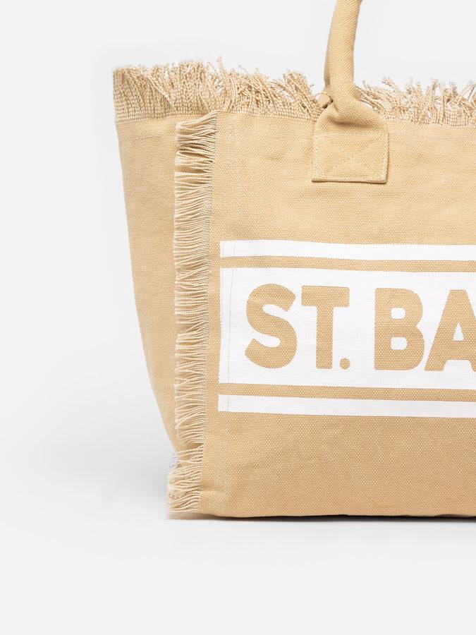 Mc2 Saint Barth Beige Cotton Canvas Vanity Shoulder Bag