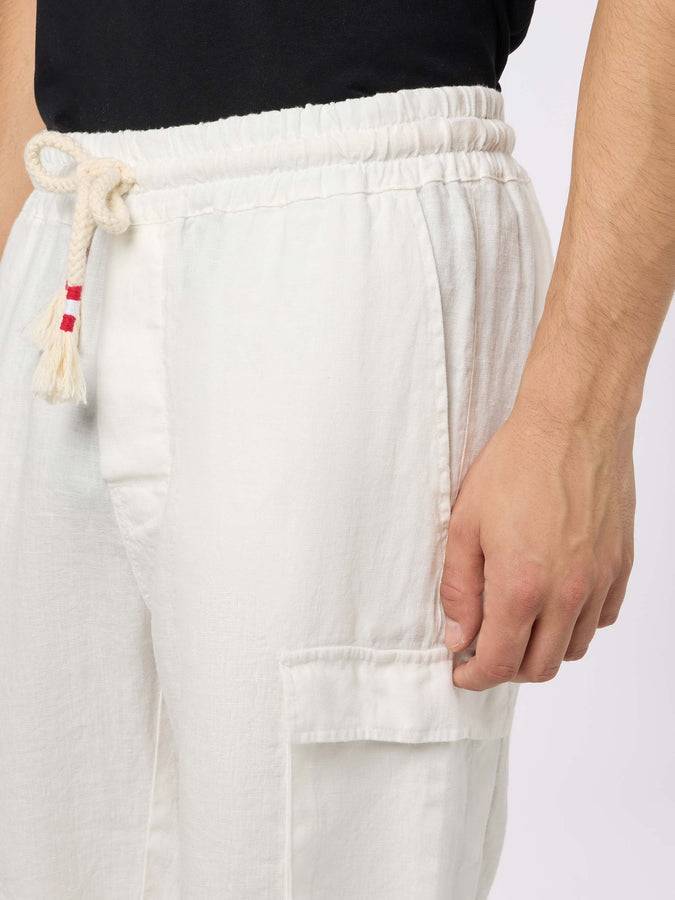 Mc2 Saint Barth Bemuda Da Uomo In Lino Bianco Marsiglia