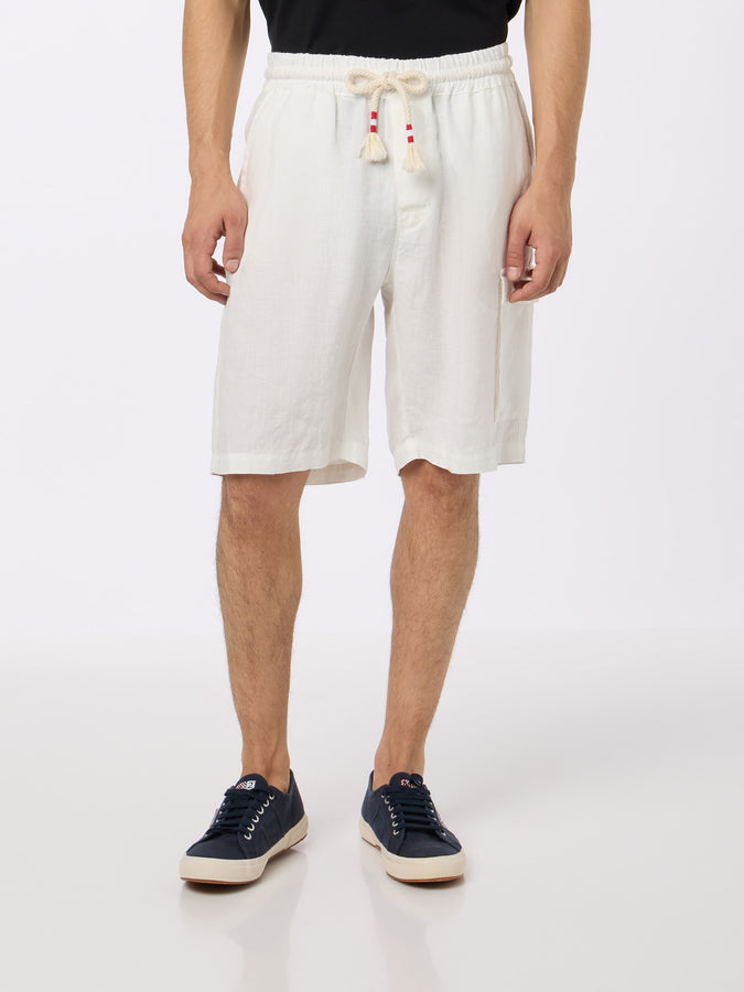 Mc2 Saint Barth Bemuda da uomo in lino bianco Marsiglia