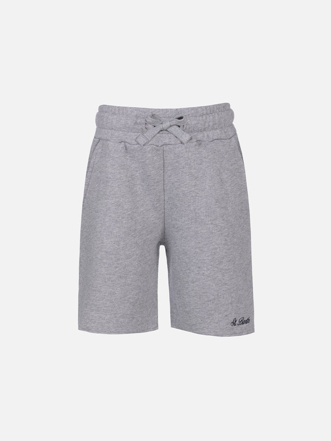 Mc2 Saint Barth Bermuda da bambino in felpa di cotone grigio Randle Jr