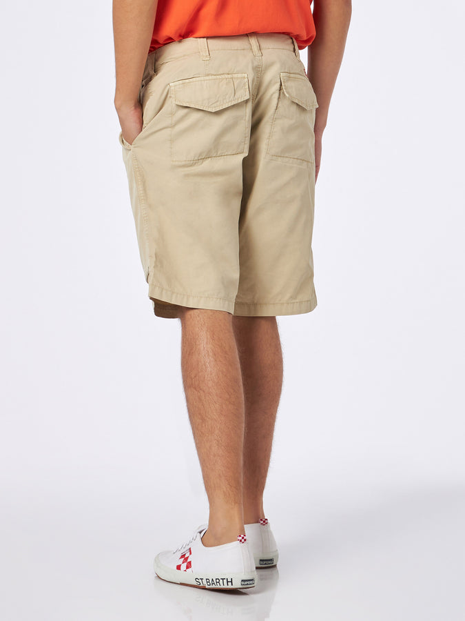 Mc2 Saint Barth Bermuda Da Uomo Beige Con Tasche Laterali
