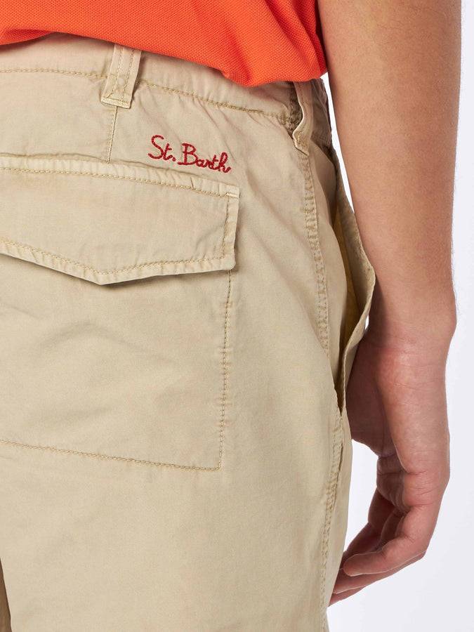 Mc2 Saint Barth Bermuda Da Uomo Beige Con Tasche Laterali