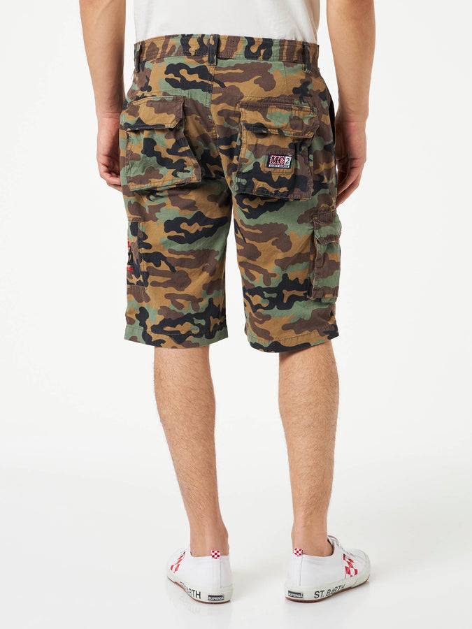 Mc2 Saint Barth Bermuda Da Uomo Camouflage Cargo Con Tasche