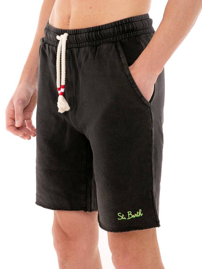 Mc2 Saint Barth Bermuda Da Uomo In Cotone Nero Effetto Sbiadito