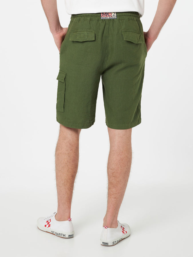 Mc2 Saint Barth Bermuda Da Uomo In Lino Verde Militare Marsiglia