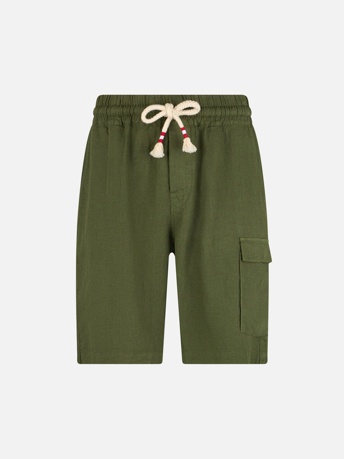 Mc2 Saint Barth Bermuda Da Uomo In Lino Verde Militare Marsiglia