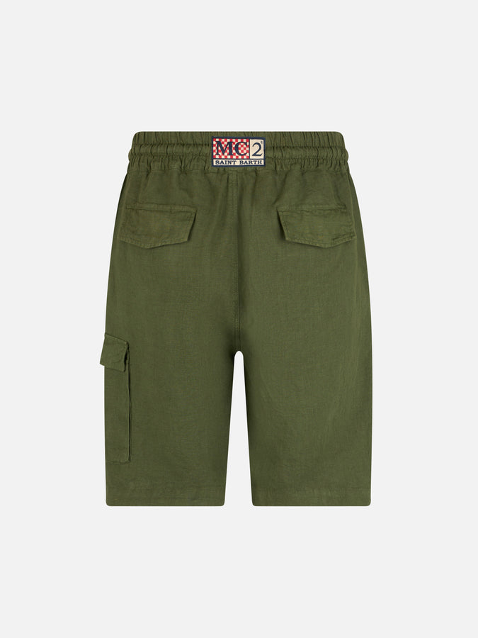 Mc2 Saint Barth Bermuda Da Uomo In Lino Verde Militare Marsiglia