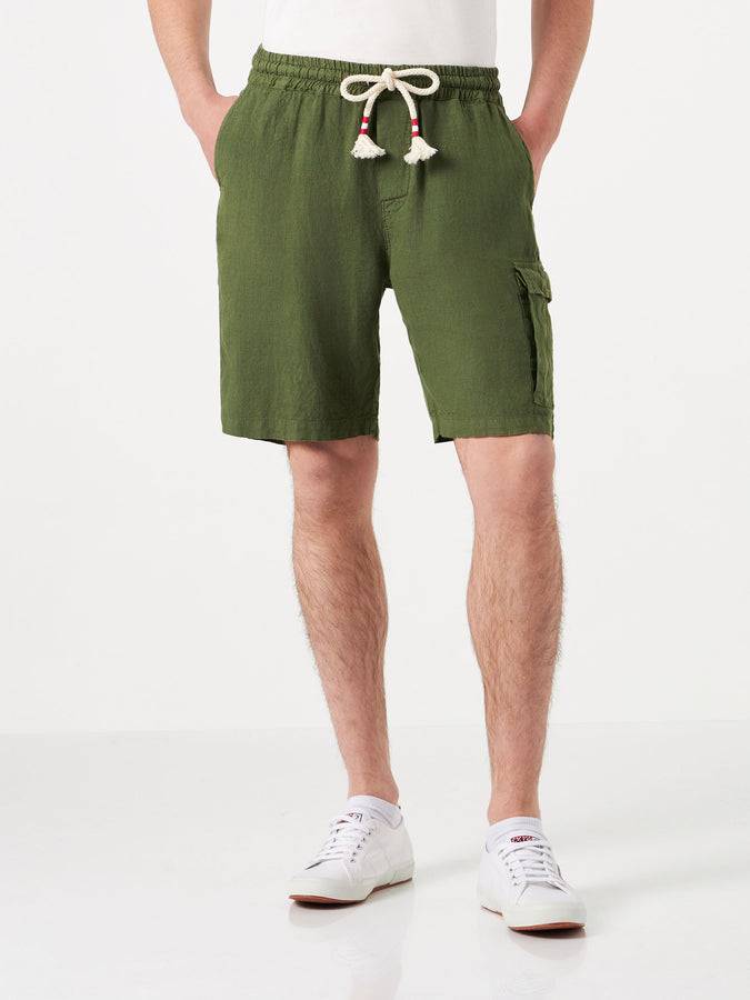 Mc2 Saint Barth Bermuda da uomo in lino verde militare