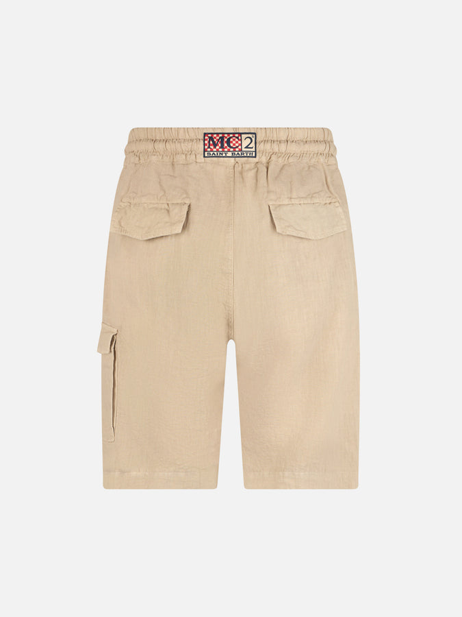 Mc2 Saint Barth Bermuda Da Uomo Lino Beige Marsiglia