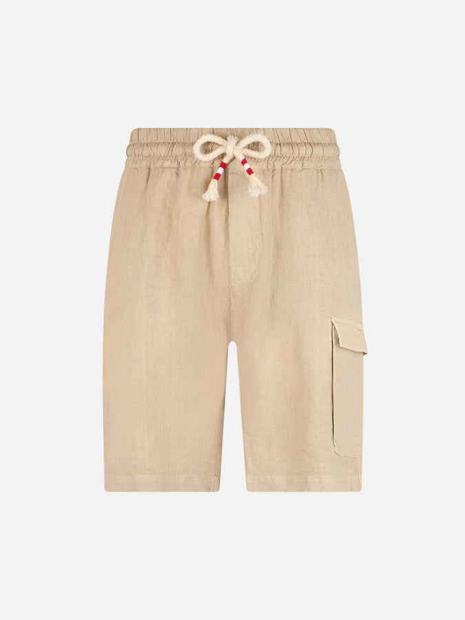 Mc2 Saint Barth Bermuda Da Uomo Lino Beige Marsiglia
