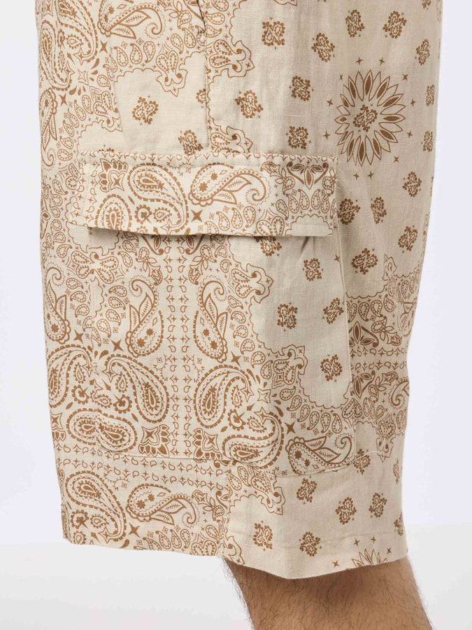 Mc2 Saint Barth Bermuda Da Uomo Marsiglia In Lino Con Stampa Bandana