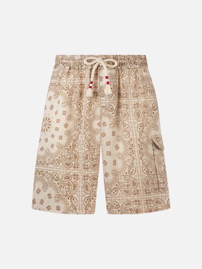 Mc2 Saint Barth Bermuda Da Uomo Marsiglia In Lino Con Stampa Bandana