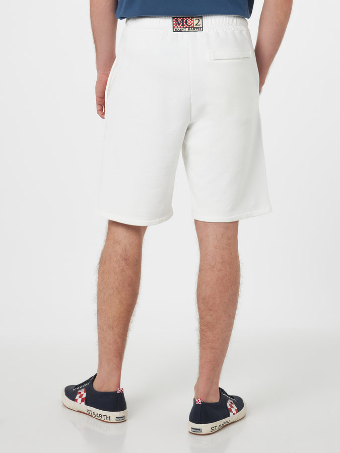 Mc2 Saint Barth Bermuda Da Uomo Randle In Felpa Di Cotone Bianco