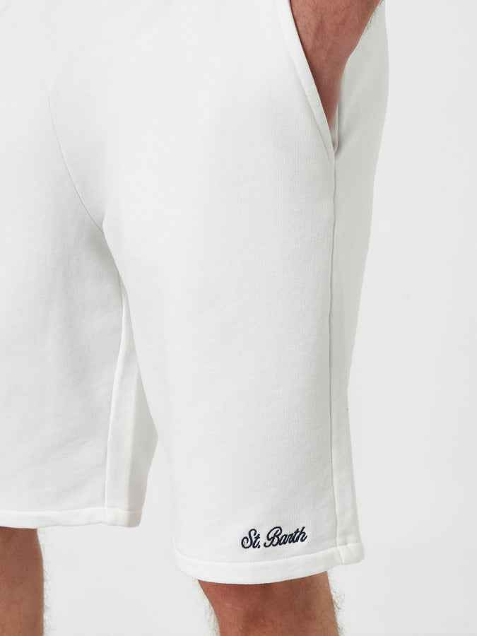 Mc2 Saint Barth Bermuda Da Uomo Randle In Felpa Di Cotone Bianco