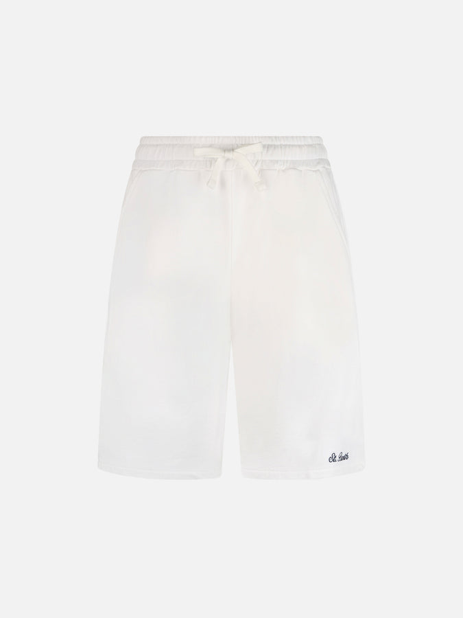 Mc2 Saint Barth Bermuda Da Uomo Randle In Felpa Di Cotone Bianco