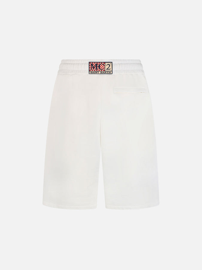Mc2 Saint Barth Bermuda Da Uomo Randle In Felpa Di Cotone Bianco