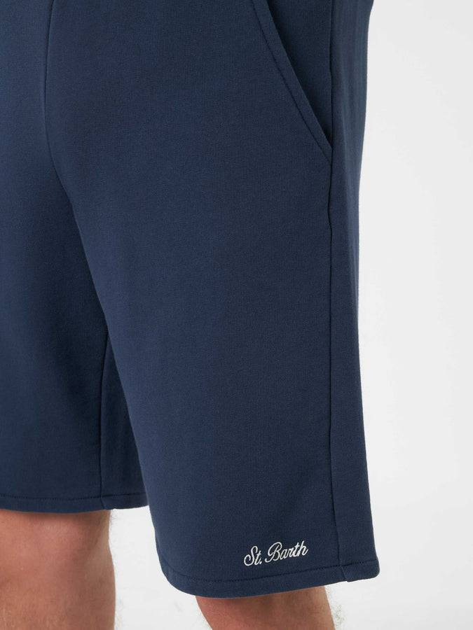 Mc2 Saint Barth Bermuda Da Uomo Randle In Felpa Di Cotone Blu Navy
