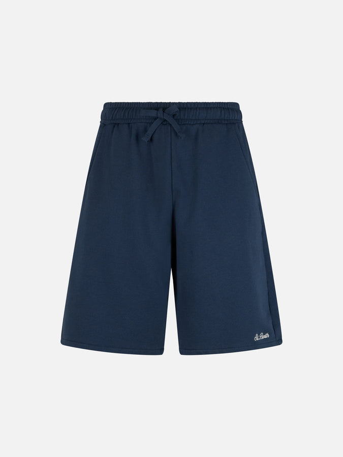 Mc2 Saint Barth Bermuda Da Uomo Randle In Felpa Di Cotone Blu Navy