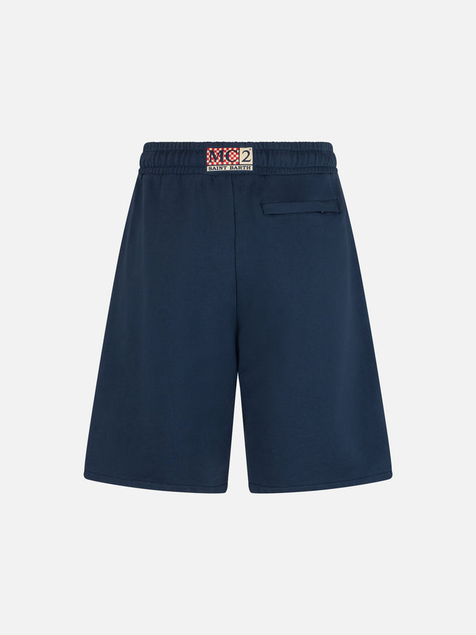 Mc2 Saint Barth Bermuda Da Uomo Randle In Felpa Di Cotone Blu Navy