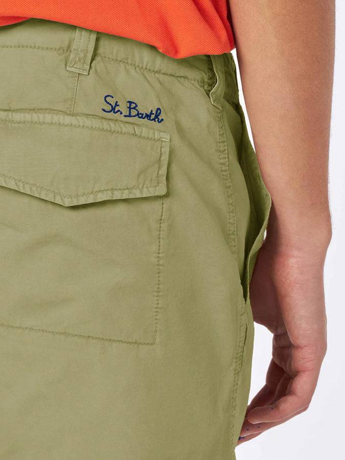 Mc2 Saint Barth Bermuda Da Uomo Verde Militare Con Tasche Laterali