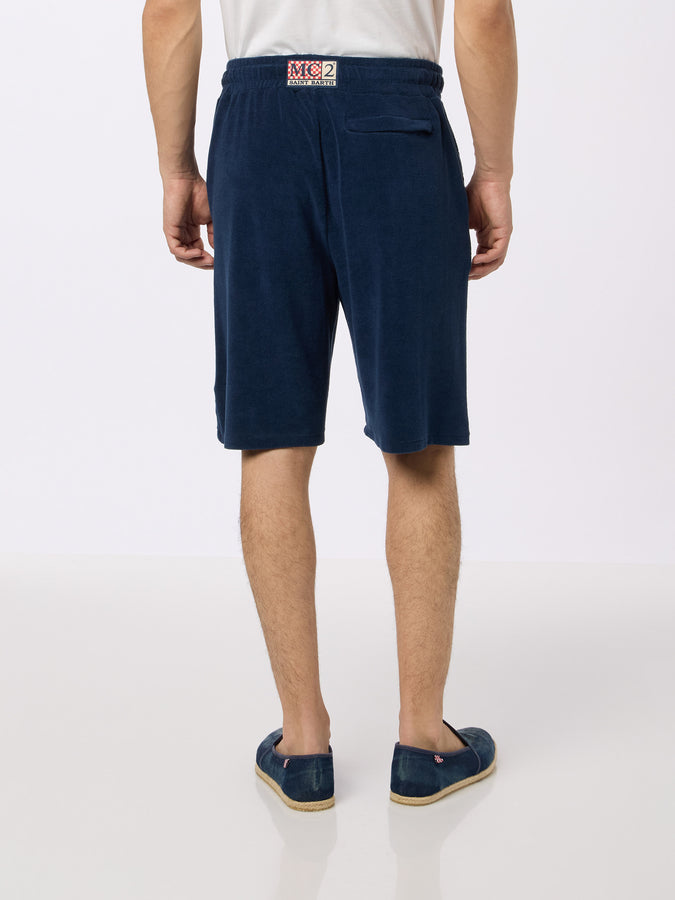 Mc2 Saint Barth Bermuda Uomo In Spugna Blu Navy Rande Sponge