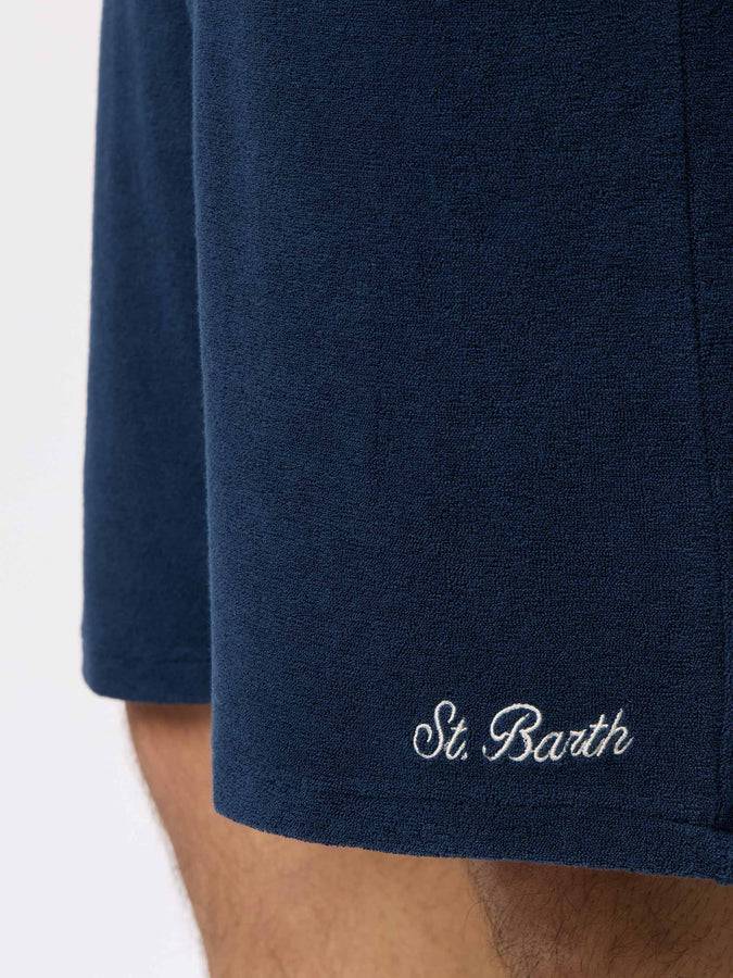 Mc2 Saint Barth Bermuda Uomo In Spugna Blu Navy Rande Sponge