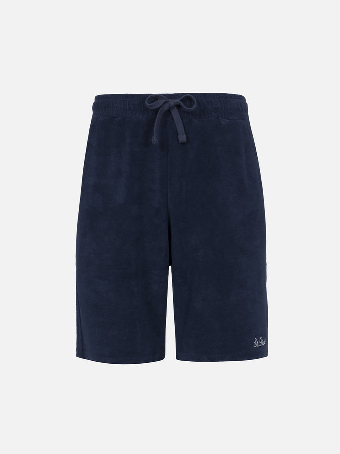 Mc2 Saint Barth Bermuda Uomo In Spugna Blu Navy Rande Sponge
