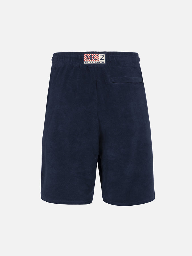 Mc2 Saint Barth Bermuda Uomo In Spugna Blu Navy Rande Sponge